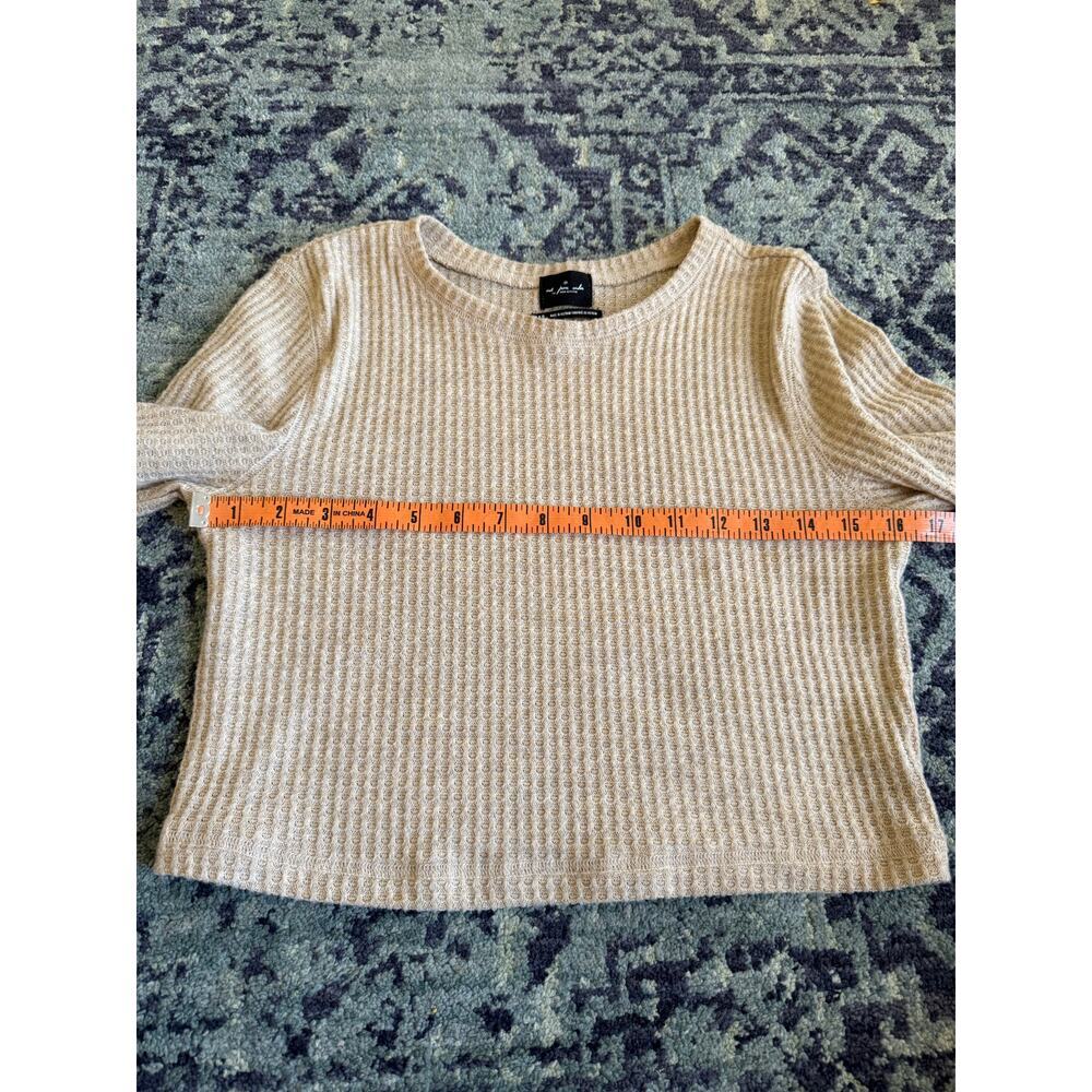 Out from Under Sz M Tan Waffle Knit Cropped Long Sleeve Loungewear Casual Top - Picture 5 of 7